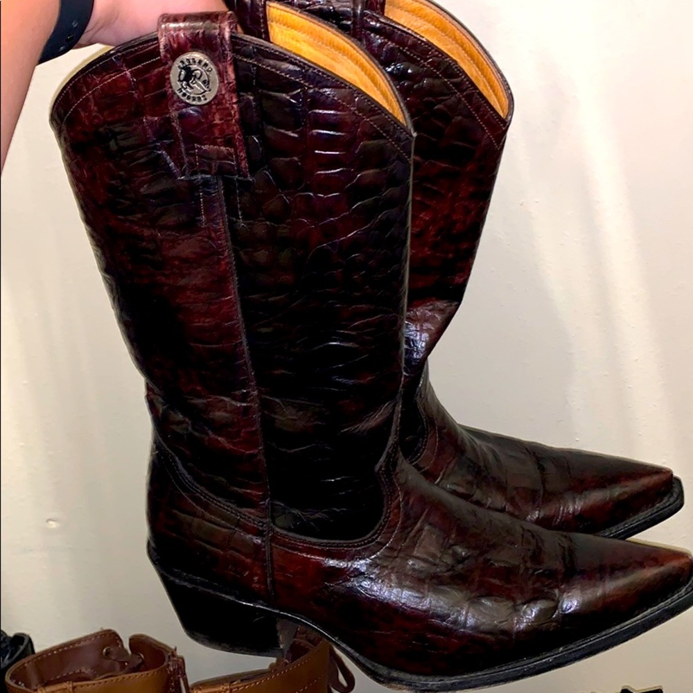 Rogers Boots. Alligator.  Dark Royal Red